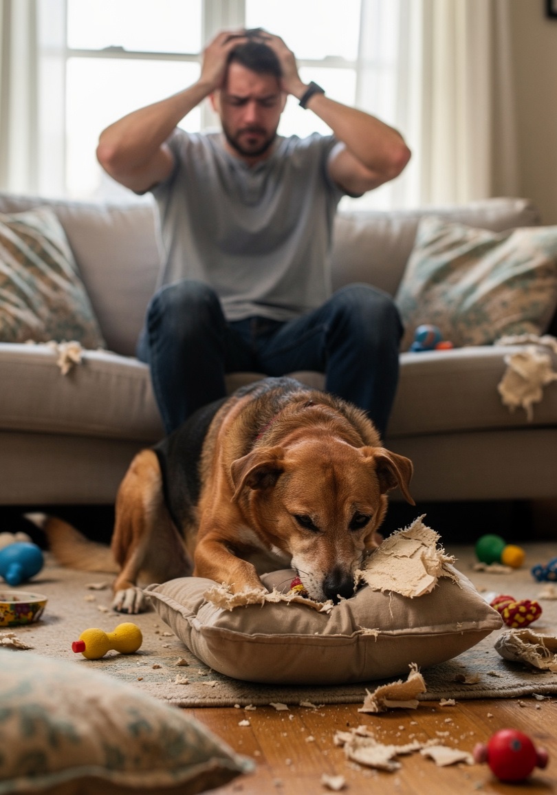 Frustrated dog owner